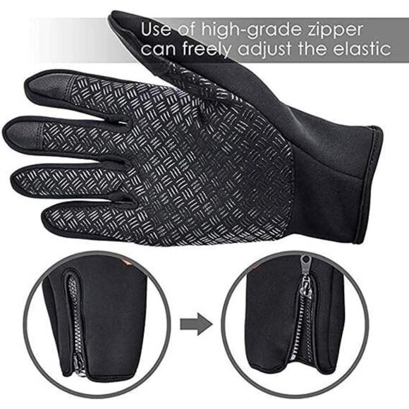 Winter Touchscreen Gloves Grey Windproof Warm Anti-Slip Cycling Outdoor Driving - Picture 5 of 13